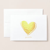 Carte Dorée Elégant Etched Gold Foil Heart Photo (Devant avec enveloppe)