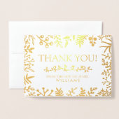 Carte Dorée Élégant feuillage botanique Photo Mariage Merci (Devant avec enveloppe)