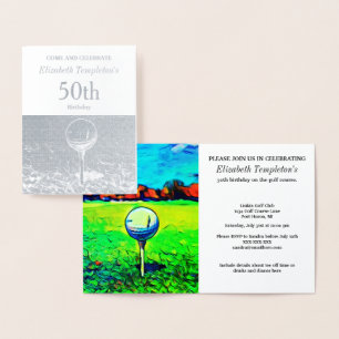 Carte Dorée Elégant Foil Golf Hobby 50e Sports Anniversaire