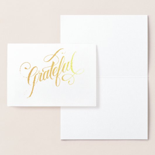 Carte Dorée Élégant Foil Grateful Script pour Thanksgiving (Affichage)