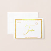 Carte Dorée Elegant Foil Wedding Table Number Tent - FIVE (Devant avec enveloppe)