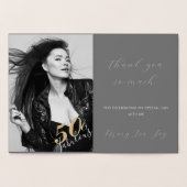 Carte Dorée Elégant Glam Gold 50 Fab Anniversaire Photo Real (Intérieur)