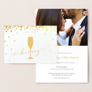 Carte Dorée Elégant Gold Foil Sip Sip Hooray Engagement Party