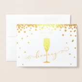 Carte Dorée Elégant Gold Foil Sip Sip Hooray Engagement Party (Devant avec enveloppe)