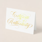 Carte Dorée Élégant Gold Swirls Certificat d'authenticité (Devant)