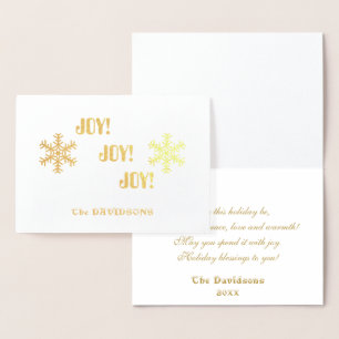 Carte Dorée Elégant Holiday Gold JOY JOY JOY JOY Typographie