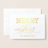 Carte Dorée Elégant Holiday Gold MERRY Tout Typographie (Devant avec enveloppe)