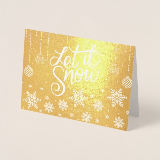 Carte Dorée Elégant Luxe Or Laisser Neige Noël (Devant)