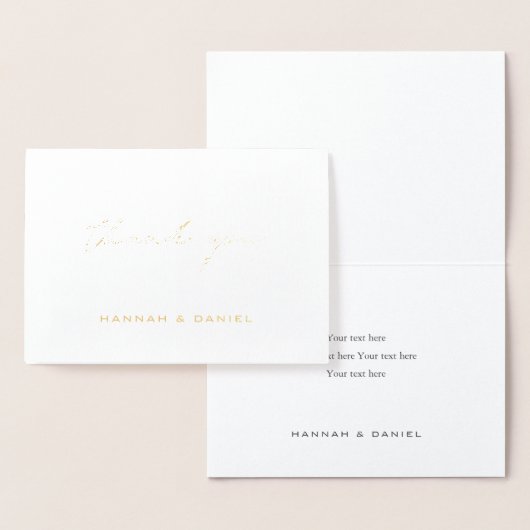 Carte Dorée Élégant Mariage de script moderne Merci or (Affichage)