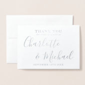 Carte Dorée Élégant Mariage de signature Merci (Devant avec enveloppe)