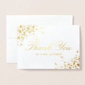 Carte Dorée Elégant Mariage photo Merci (Devant avec enveloppe)