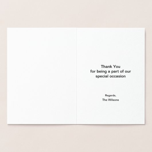 Carte Dorée Elégant merci (Intérieur)