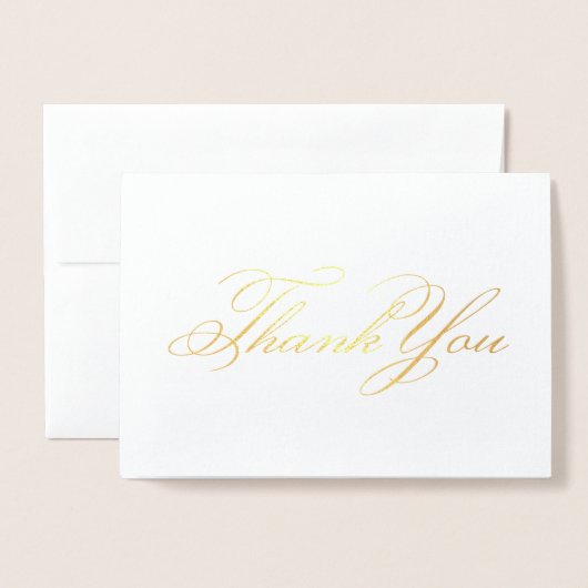 Carte Dorée Élégant Merci classique de calligraphie (Devant avec enveloppe)