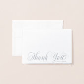 Carte Dorée Élégant Merci d'argent Mariage Calligraphie PHOTO (Devant avec enveloppe)