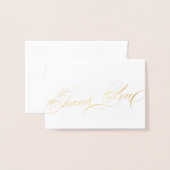 Carte Dorée Élégant Merci de calligraphie (Devant avec enveloppe)