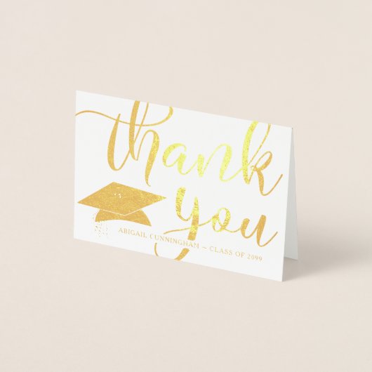 Carte Dorée Élégant Merci de diplôme Photo Script (Devant)