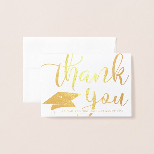 Carte Dorée Élégant Merci de diplôme Photo Script (Devant avec enveloppe)