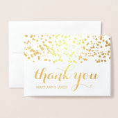 Carte Dorée Elégant Merci de mariage Gold Foil Confetti (Devant avec enveloppe)
