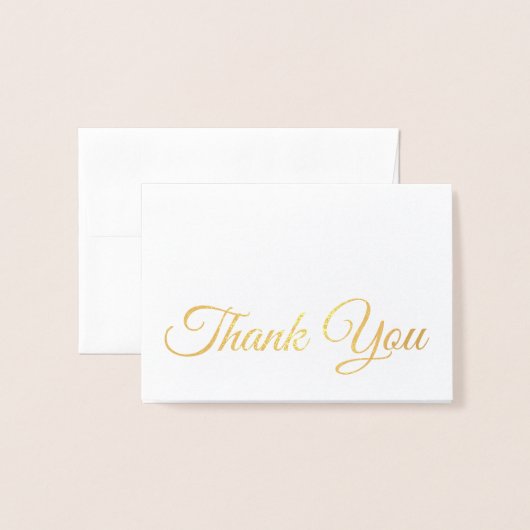 Carte Dorée Élégant Merci traditionnel Gold Script (Devant avec enveloppe)