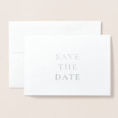 Carte Dorée Élégant Monogramme Argent et Blanc Save the Date (Devant avec enveloppe)