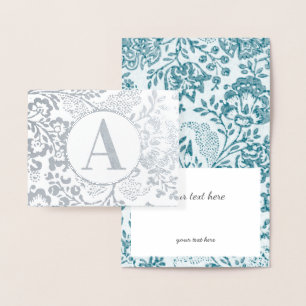 Carte Dorée Élégant Monogramme floral or ou argent