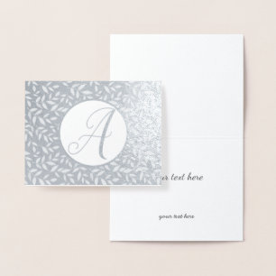 Carte Dorée Élégant Monogramme floral or ou argent