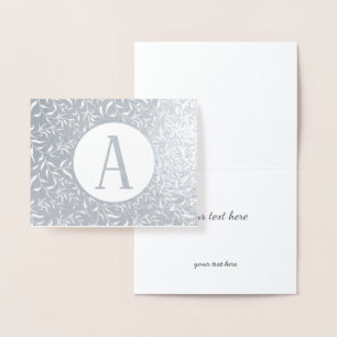 Carte Dorée Élégant Monogramme floral or ou argent