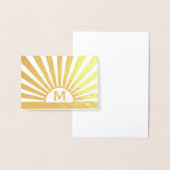 Carte Dorée Élégant Monogramme Sunrise Stylish Folk Note (Affichage)