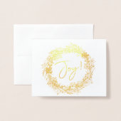 Carte Dorée Élégant Noël Joy Wreath Photo de vacances (Devant avec enveloppe)