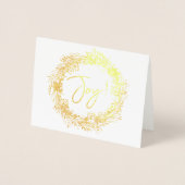 Carte Dorée Élégant Noël Joy Wreath Photo de vacances (Devant)