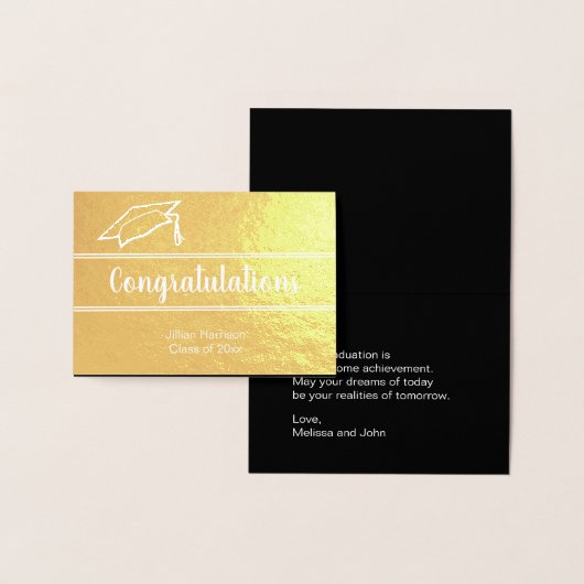 Carte Dorée Élégant Nom du diplômé Félicitations Or (Affichage)