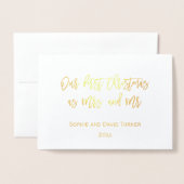 Carte Dorée Elégant or Notre première fête de Noël (Devant avec enveloppe)