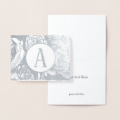 Carte Dorée Élégant or ou argent Rose Floral Monogramme (Affichage)