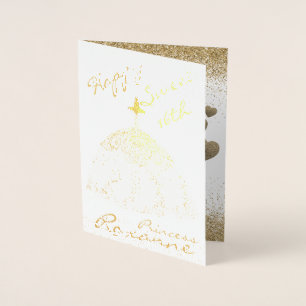 Carte Dorée Elégant or personnalisé sucré 16e anniversaire hui