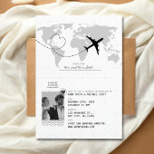 Carte Dorée Elégant Passeport Destination Mariage Noir & Blanc