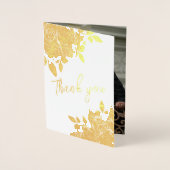 Carte Dorée Élégant Rose or Mariage Merci réel (Devant)