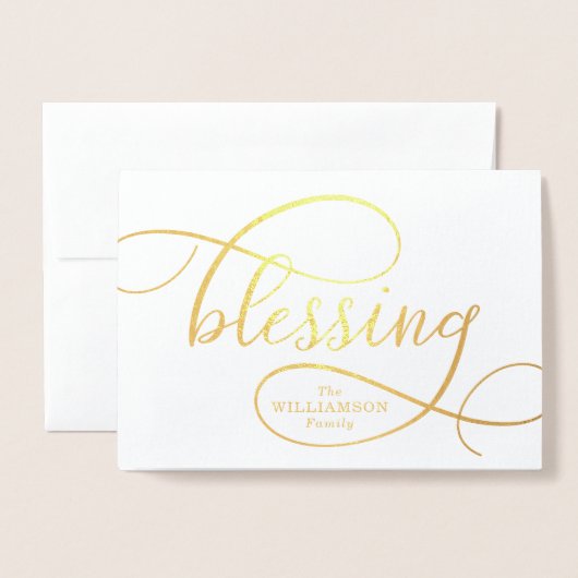 Carte Dorée Élégant script de bénédiction écriture manuscrite  (Devant avec enveloppe)