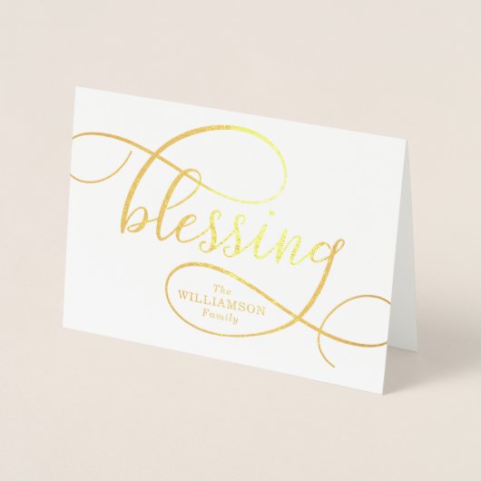 Carte Dorée Élégant script de bénédiction écriture manuscrite (Devant)