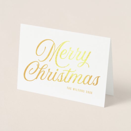 Carte Dorée Élégant Script Joyeux Noël avec photo (Devant)