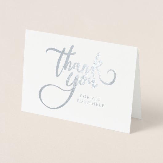 Carte Dorée Élégant script Merci Foil Card (Devant)