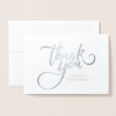 Carte Dorée Élégant script Merci Foil Card (Devant avec enveloppe)