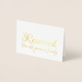Carte Dorée Élégant Script Réservé Mariage Table place (Devant)