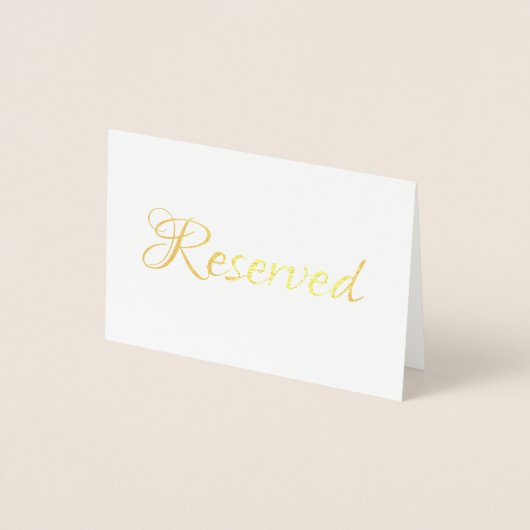 Carte Dorée Élégant Script Réservé Mariage Table place (Devant)