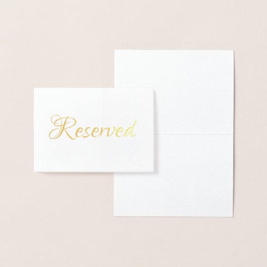 Carte Dorée Élégant Script Réservé Mariage Table place (Affichage)