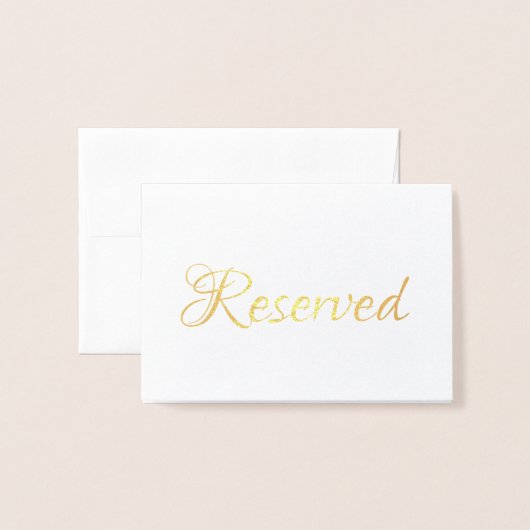 Carte Dorée Élégant Script Réservé Mariage Table place (Devant avec enveloppe)