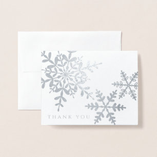 Carte Dorée Élégant Snowflakes Simple moderne Merci argent