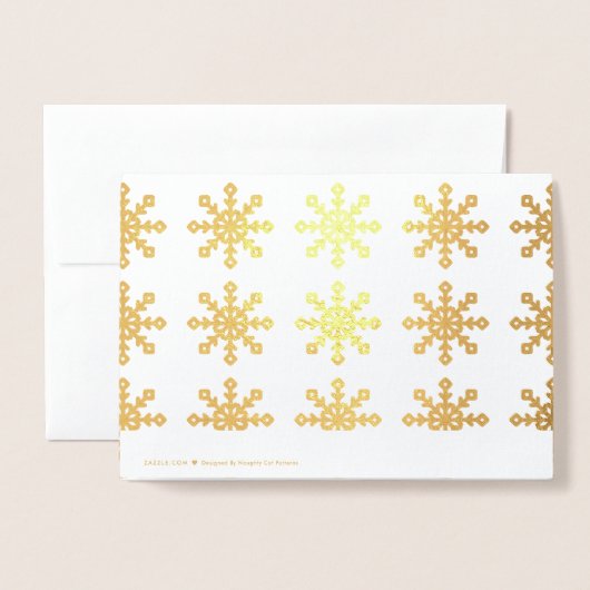 Carte Dorée élégant vrai feuille d'or laissez-le neiger Noël (Derrière avec enveloppe)