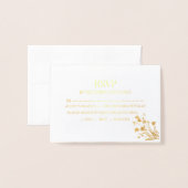 Carte Dorée Elegant Wildflower Wedding RSVP Card (Devant avec enveloppe)