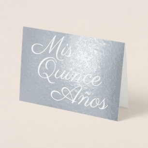 Carte Dorée Élégante calligraphie Silver Mis Quince Años