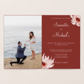 Carte Dorée Elégante couleur rose rouge Mariage floral (Intérieur)